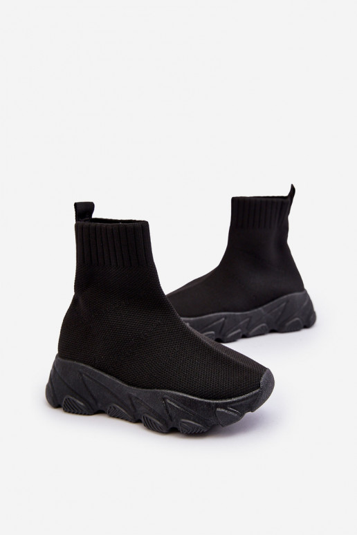 com calçado tipo meia Tênis infantil cor preta Zaelin