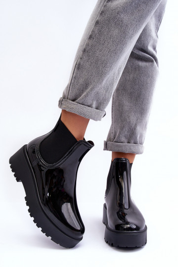 com efeito verniz Sapatos de borracha Botas com plataforma Big Star MM274395 cor preta 2