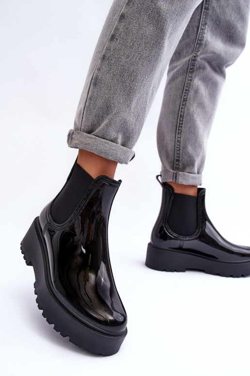 com efeito verniz Sapatos de borracha Botas com plataforma Big Star MM274395 cor preta