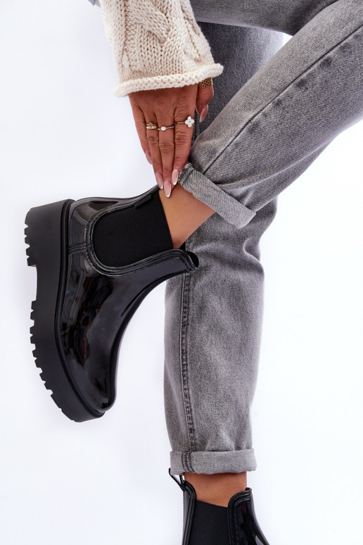 com efeito verniz Sapatos de borracha Botas com plataforma Big Star MM274395 cor preta