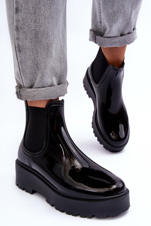com efeito verniz Sapatos de borracha Botas com plataforma Big Star MM274395 cor preta