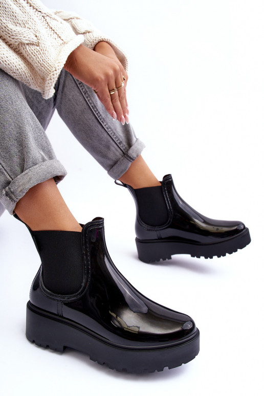 com efeito verniz Sapatos de borracha Botas com plataforma Big Star MM274395 cor preta