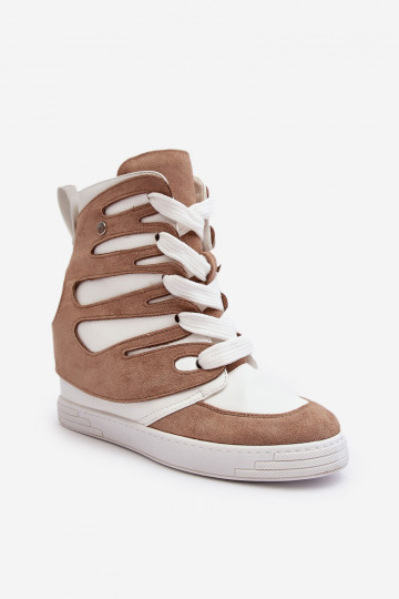 Botins com atacadores bege Amria