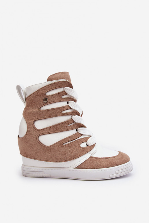Botins com atacadores bege Amria