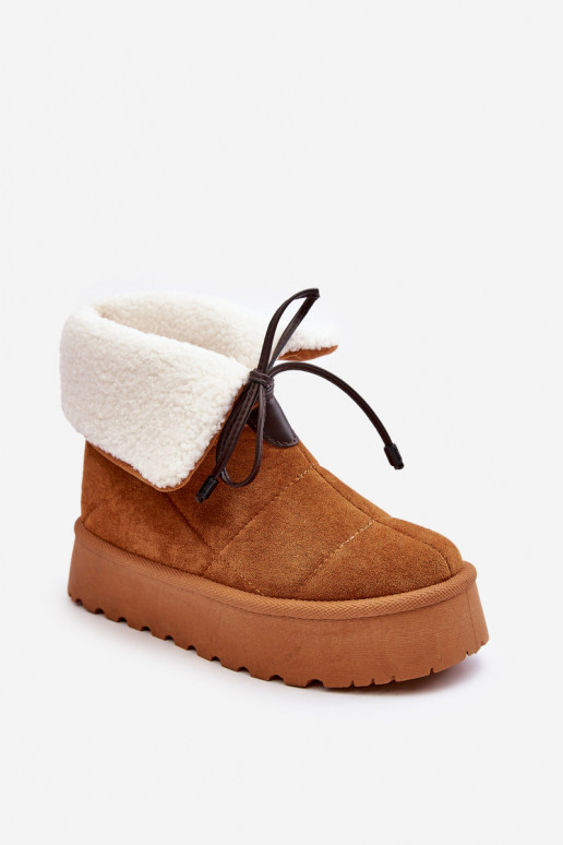 botas de neve com plataforma com aquecimento na cor marrom Olimuka botas de neve com plataforma com aquecimento na cor marrom Olimuka