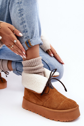 botas de neve com plataforma com aquecimento na cor marrom Olimuka 2