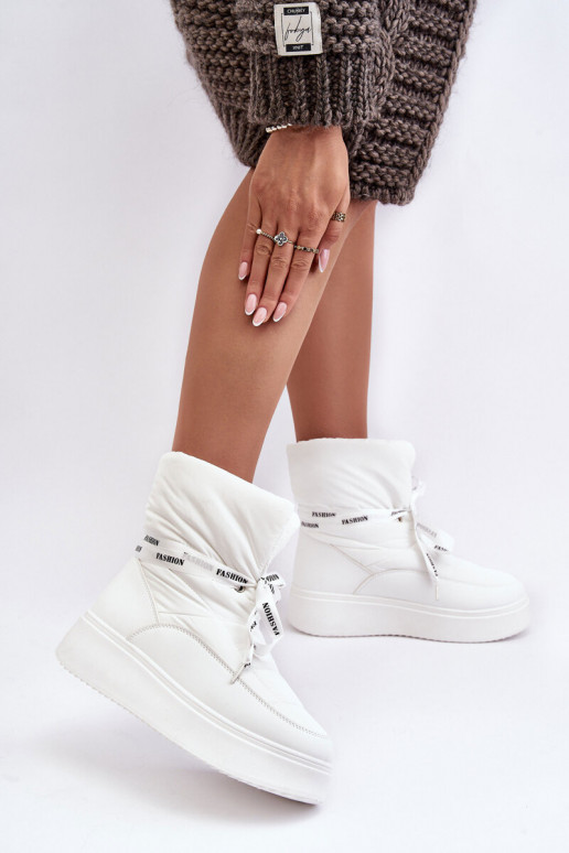 botas de neve Wiązaniem cor branca Siracna botas de neve Wiązaniem cor branca Siracna