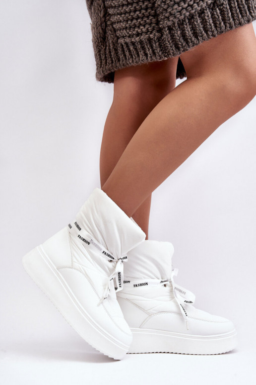 botas de neve Wiązaniem cor branca Siracna botas de neve Wiązaniem cor branca Siracna