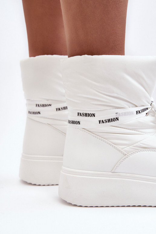 botas de neve Wiązaniem cor branca Siracna botas de neve Wiązaniem cor branca Siracna