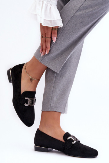 mocassins femininos com enfeites na cor preta Camilena - Zamsz 2