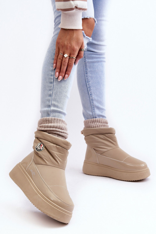 Botas de neve com plataforma bege Gattea de modelo durável