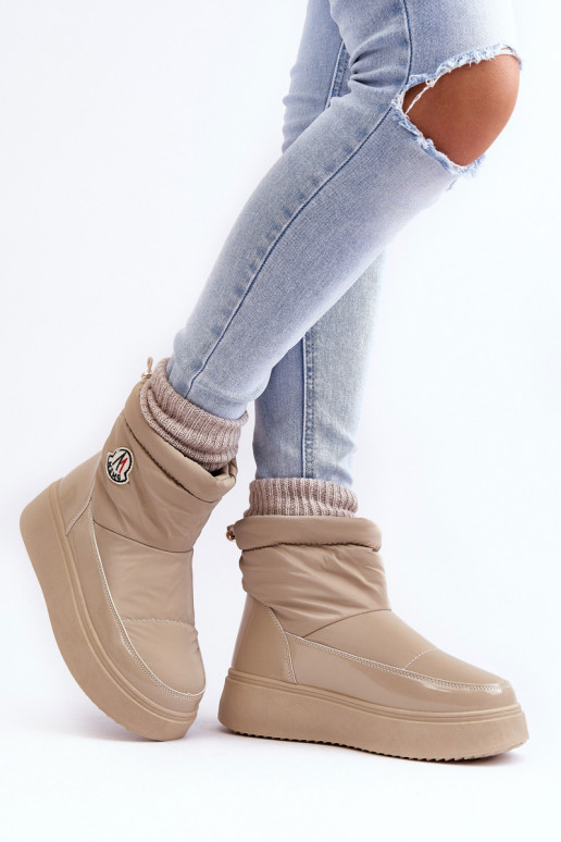 Botas de neve com plataforma bege Gattea de modelo durável
