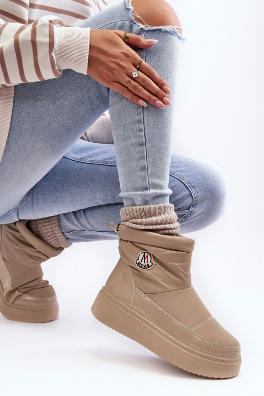 Botas de neve com plataforma bege Gattea de modelo durável