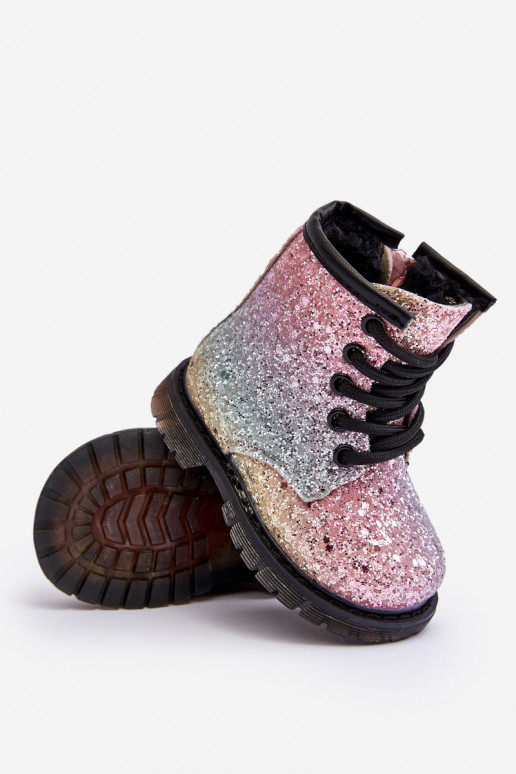 Botas infantis com brilho aquecidas com zíper em várias cores Saussa