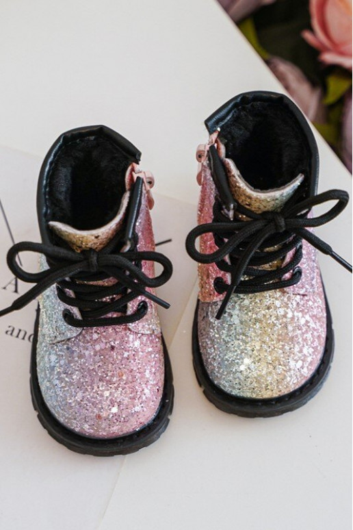 Botas infantis com brilho aquecidas com zíper em várias cores Saussa