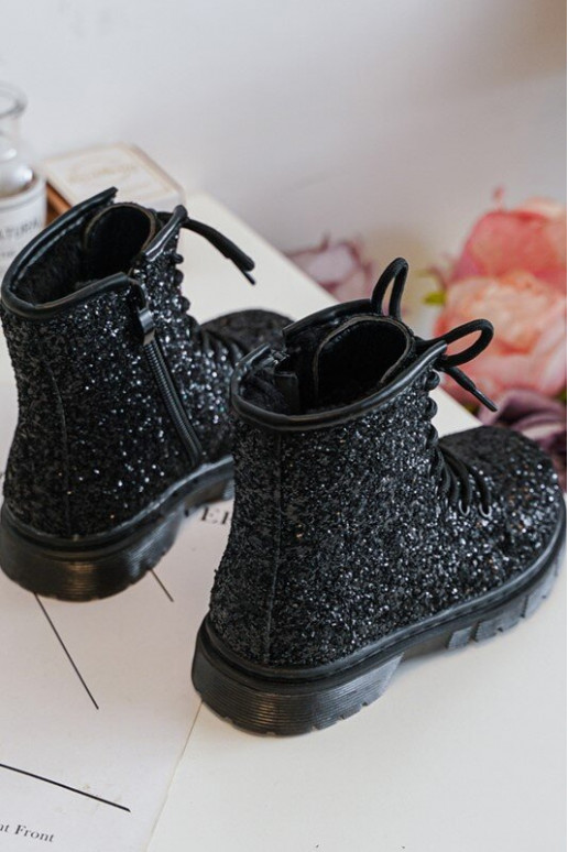 Botas infantis com brilho, aquecidas com zíper, cor preta Saussa