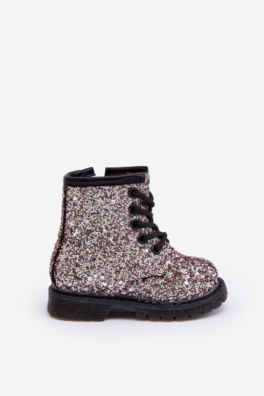Botas infantis com brilho aquecidas com zíper cor rosa Saussa