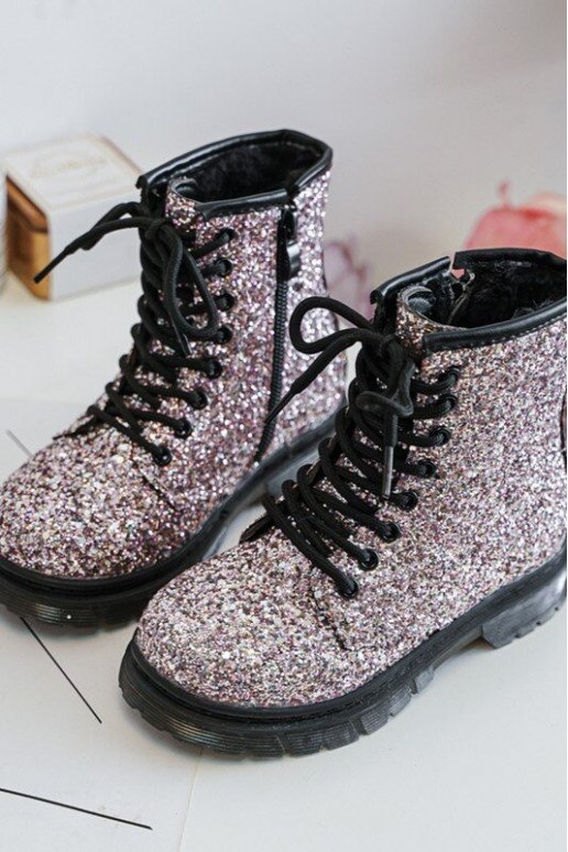 Botas infantis com brilho aquecidas com zíper cor rosa Saussa