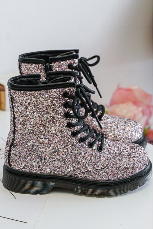Botas infantis com brilho aquecidas com zíper cor rosa Saussa