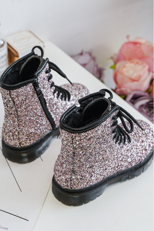 Botas infantis com brilho aquecidas com zíper cor rosa Saussa