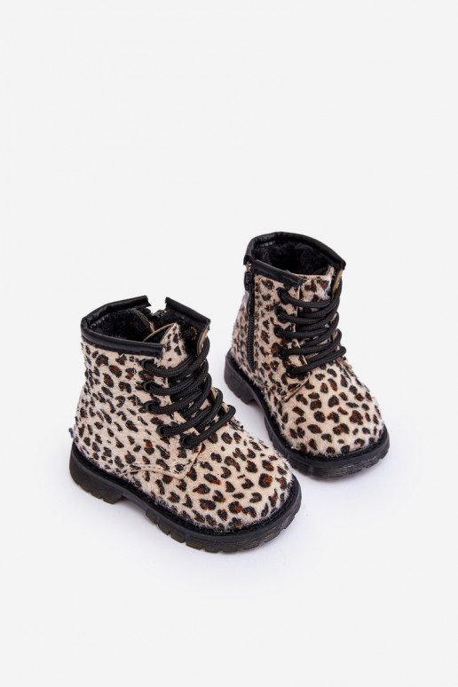 Calçados infantis quentes com zíper bege Goopy