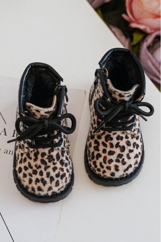 Calçados infantis quentes com zíper bege Goopy