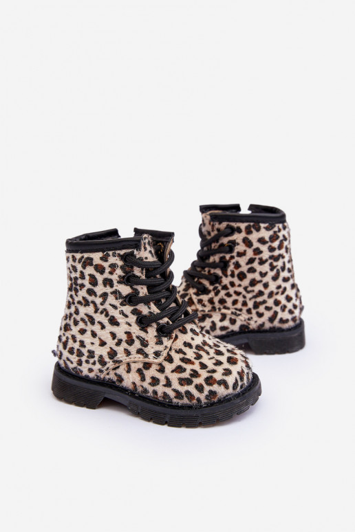 Calçados infantis quentes com zíper bege Goopy