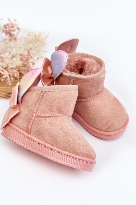 Botas infantis de neve aquecidas com fitas rosa Meriva