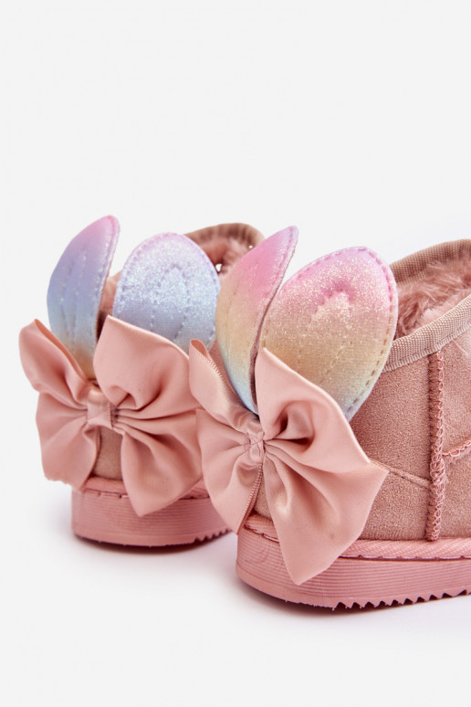 Botas infantis de neve aquecidas com fitas rosa Meriva