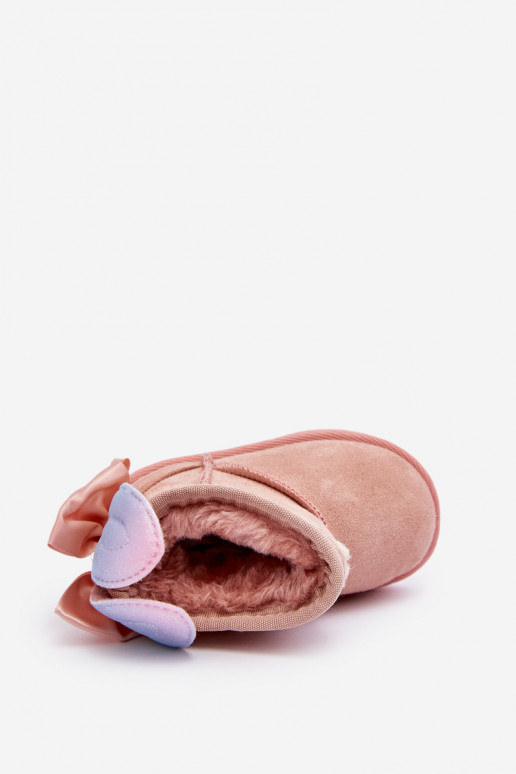 Botas infantis de neve aquecidas com fitas rosa Meriva