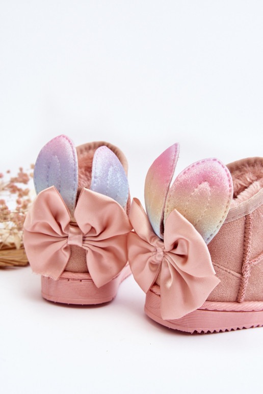 Botas infantis de neve aquecidas com fitas rosa Meriva