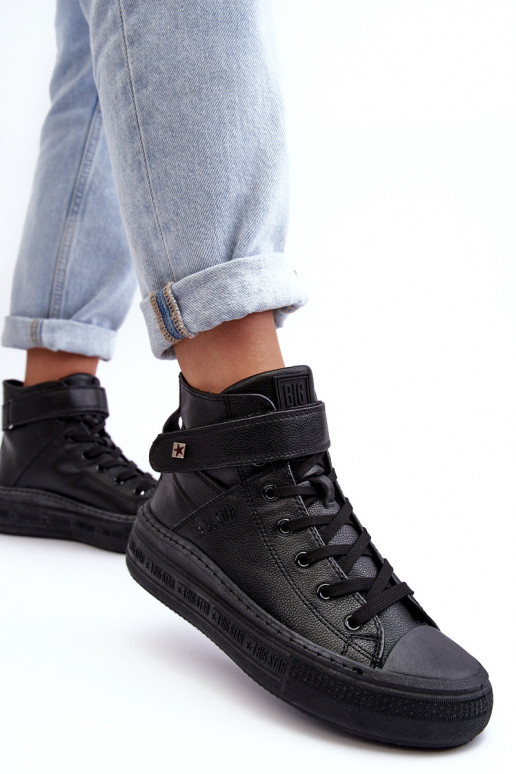 Sapatos de lazer aquecidos com plataforma Big Star cor preta MM274008