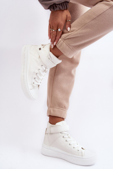 Sapatos de lazer aquecidos com plataforma Big Star cor branca MM274006 2