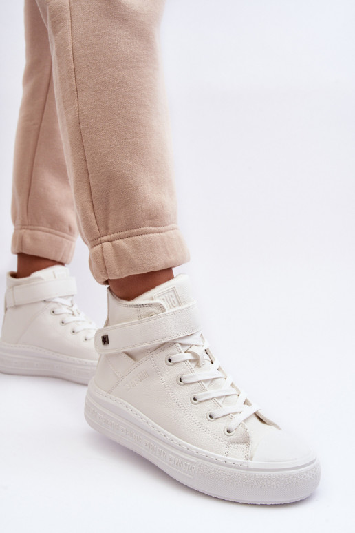 Sapatos de lazer aquecidos com plataforma Big Star cor branca MM274006