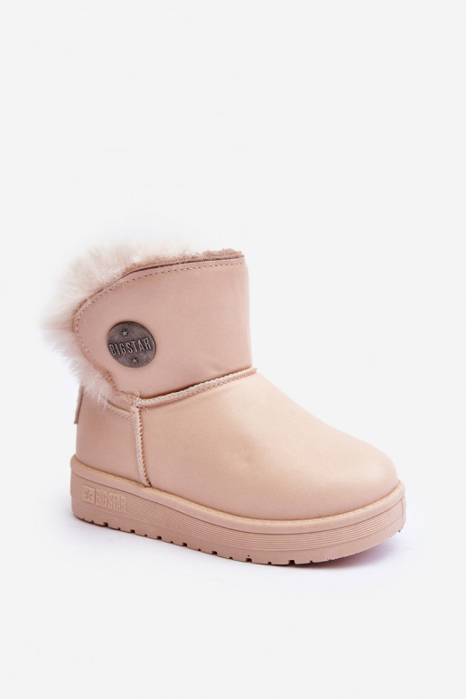 Botas infantis de neve aquecidas com pele por dentro bege Big Star MM374084
