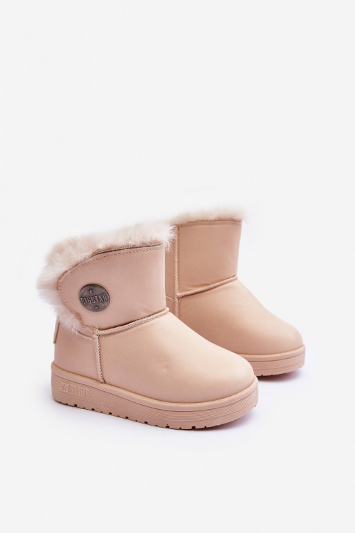 Botas infantis de neve aquecidas com pele por dentro bege Big Star MM374084