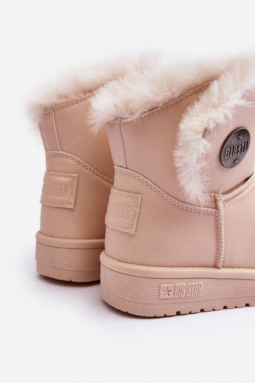 Botas infantis de neve aquecidas com pele por dentro bege Big Star MM374084