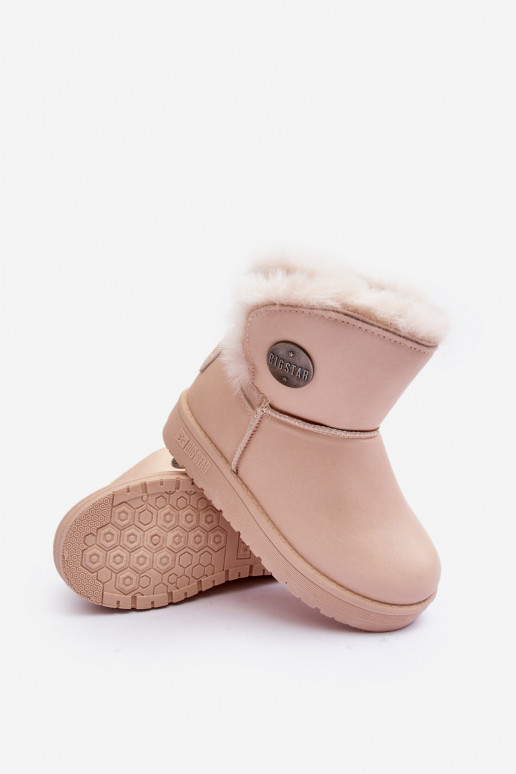 Botas infantis de neve aquecidas com pele por dentro bege Big Star MM374084