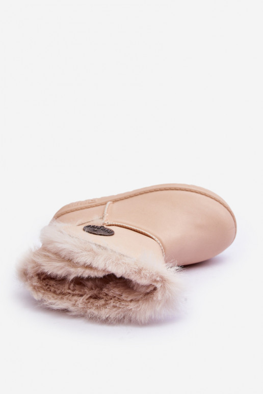 Botas infantis de neve aquecidas com pele por dentro bege Big Star MM374084