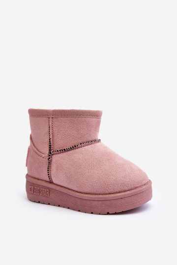 Botas de neve infantis aquecidas com zíperes rosa Big Star MM374101
