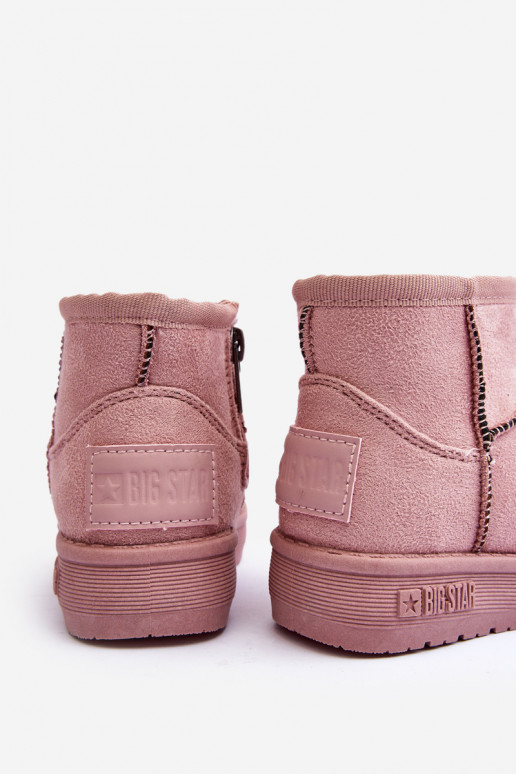 Botas de neve infantis aquecidas com zíperes rosa Big Star MM374101