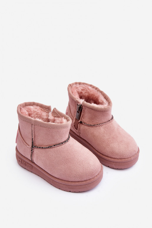 Botas de neve infantis aquecidas com zíperes rosa Big Star MM374101