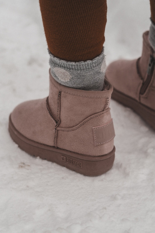 Botas de neve infantis aquecidas com zíperes rosa Big Star MM374101