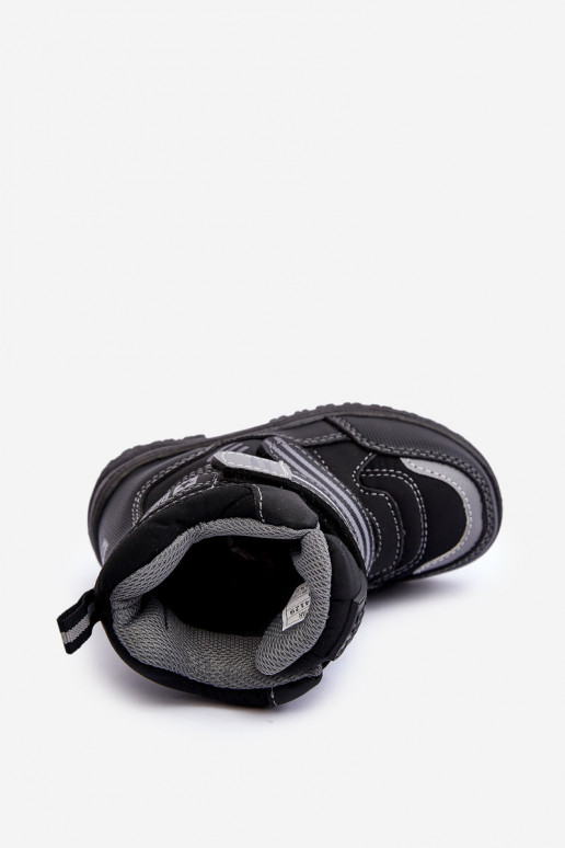 Botas de neve aquecidas infantis com fechos adesivos pretas Big Star MM374129 Botas de neve aquecidas infantis com fechos adesivos pretas Big Star MM374129