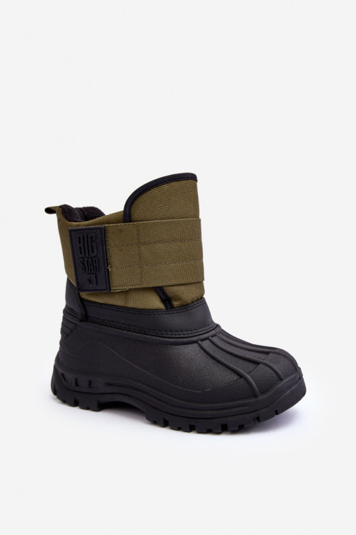 Botas de neve infantis com fechos adesivos aquecidos cáqui Big Star MM374123