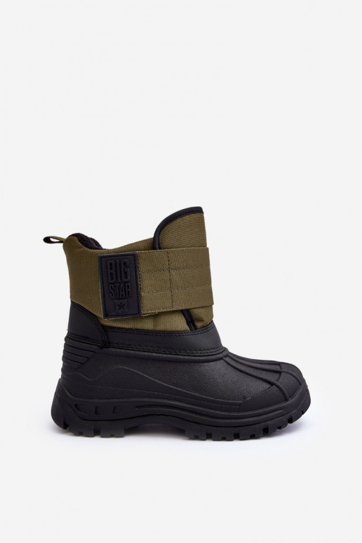 Botas de neve infantis com fechos adesivos aquecidos cáqui Big Star MM374123