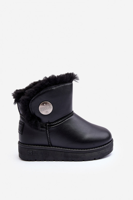 Botas infantis de neve aquecidas com pele por dentro cor preta Big Star MM374082