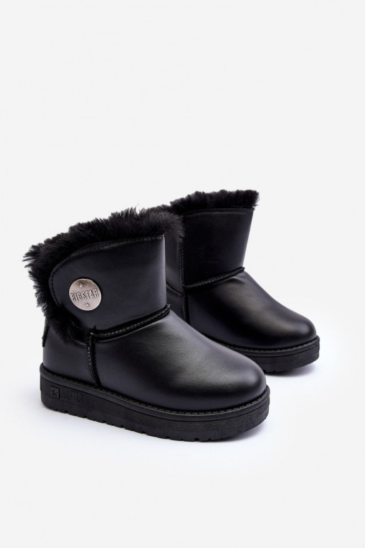 Botas infantis de neve aquecidas com pele por dentro cor preta Big Star MM374082