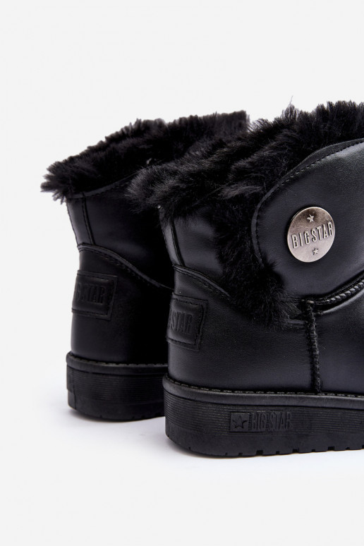 Botas infantis de neve aquecidas com pele por dentro cor preta Big Star MM374082