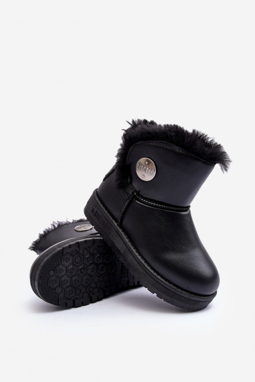 Botas infantis de neve aquecidas com pele por dentro cor preta Big Star MM374082